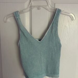 Nikibiki Green Asymmetrical Crop Tank Top